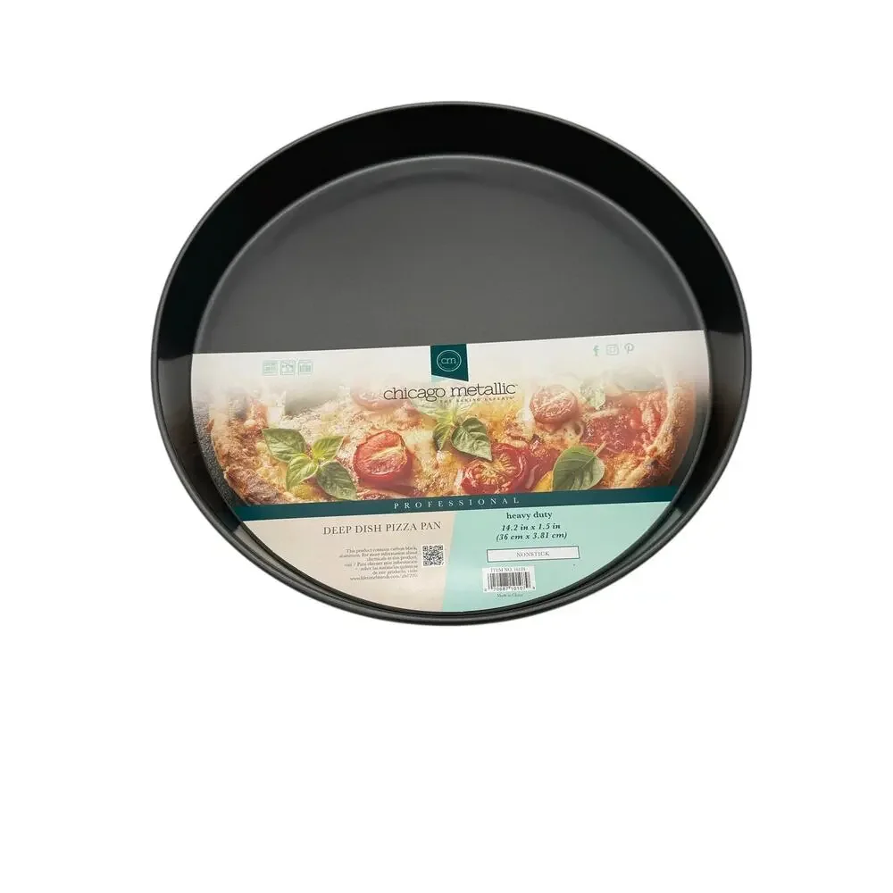 Carbon Steel Deep Dish Pizza Pan Chicago Metallic 14”Professional Heavy Duty New